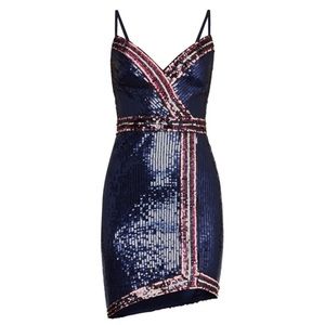 BCBGMAXAZRIA SEQUIN NAVY DRESS NWT